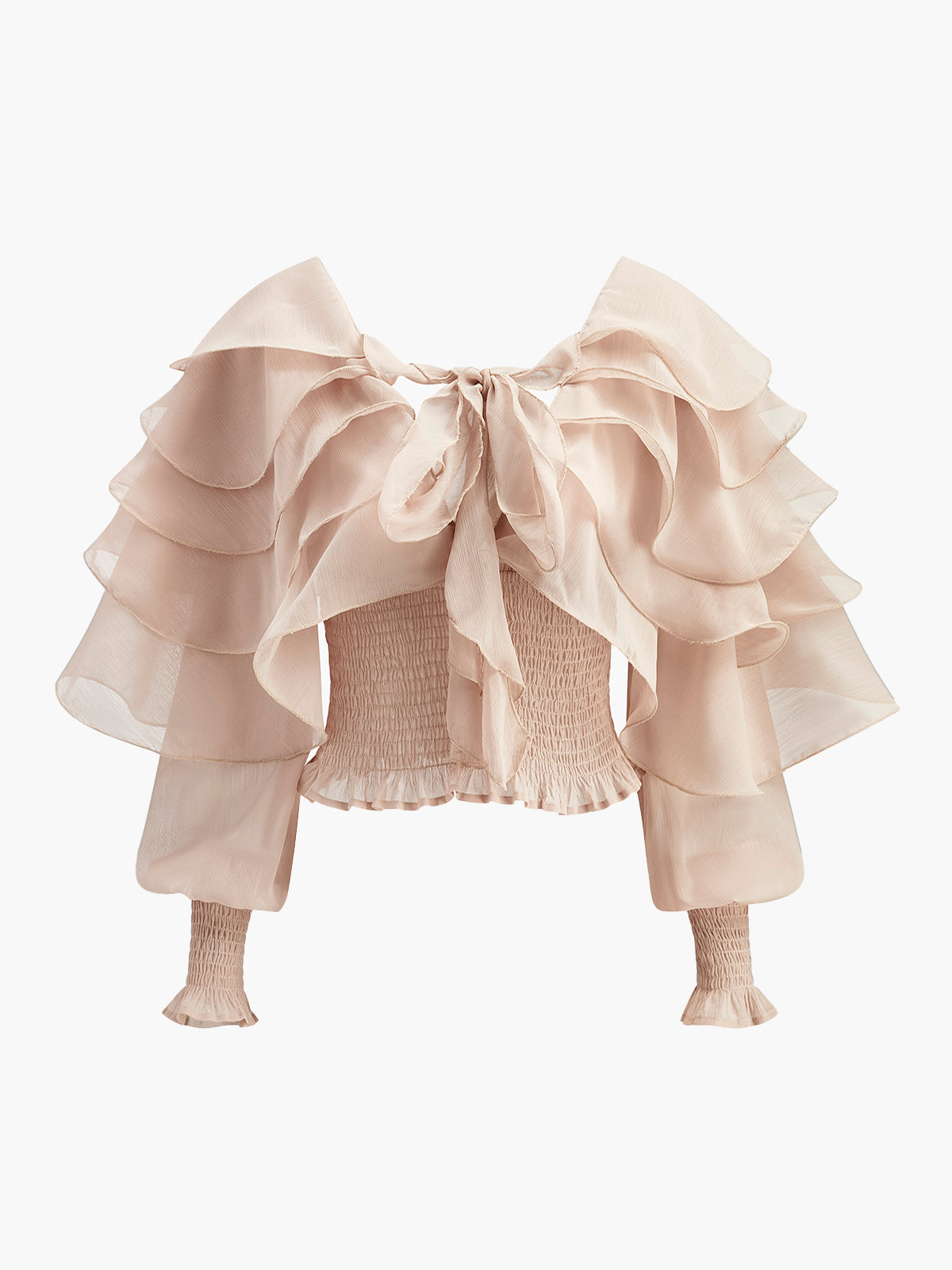 Semi-Sheer Chiffon Ruffle Backless Top Women's Trendy Summer Blouse