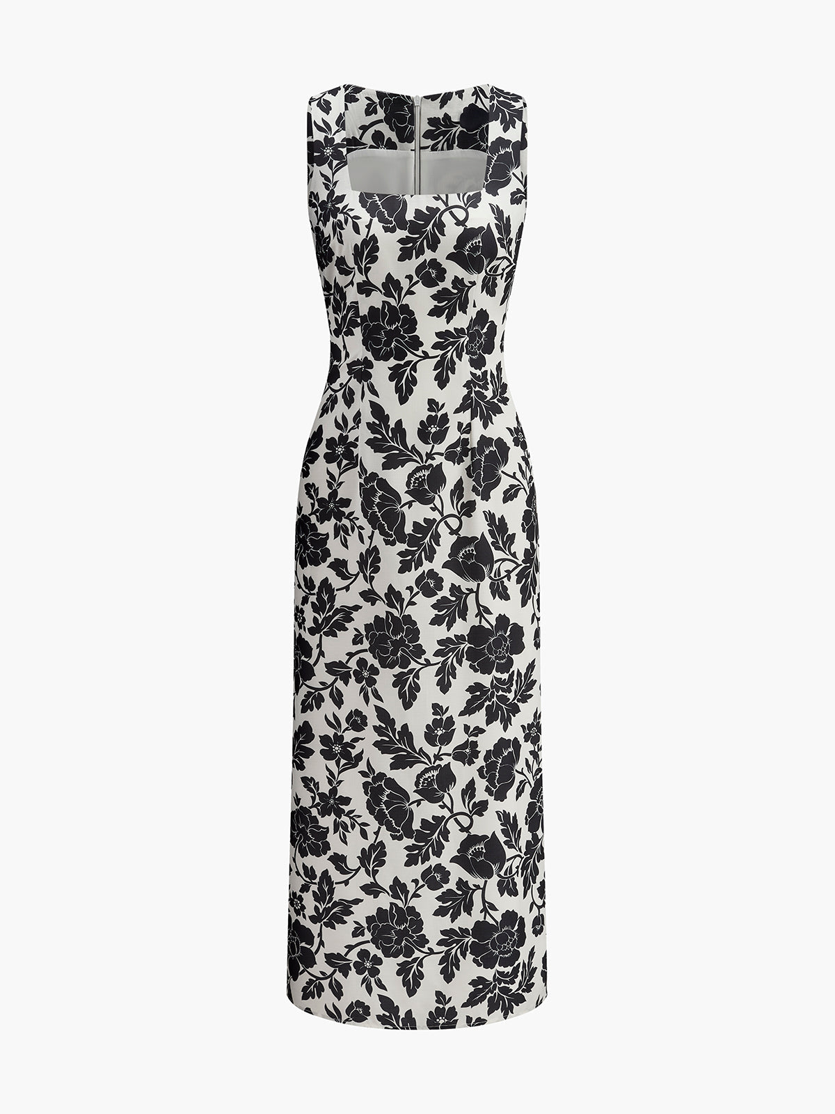 Floral Square Neck Slip Dress with Ruffle Detail