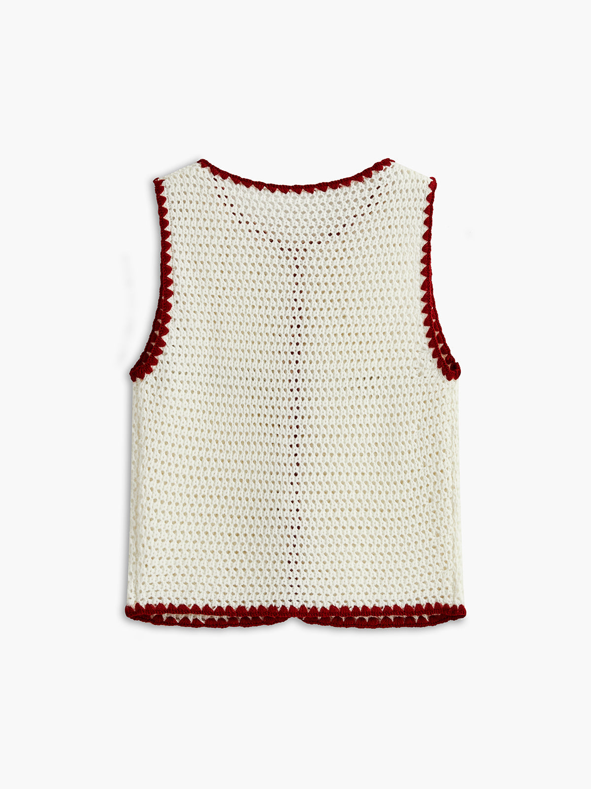 Button-Up Contrast Crochet Vest for Women Lightweight Layering