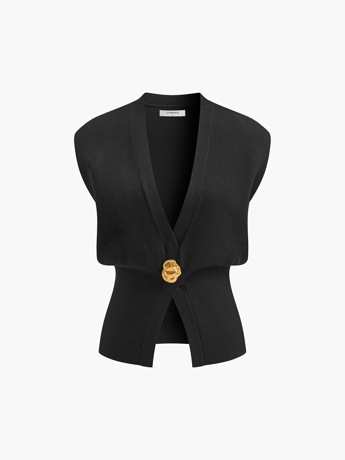 V-Neck Buttoned Detail Sweater Vest - Casual Knitwear for All Seasons