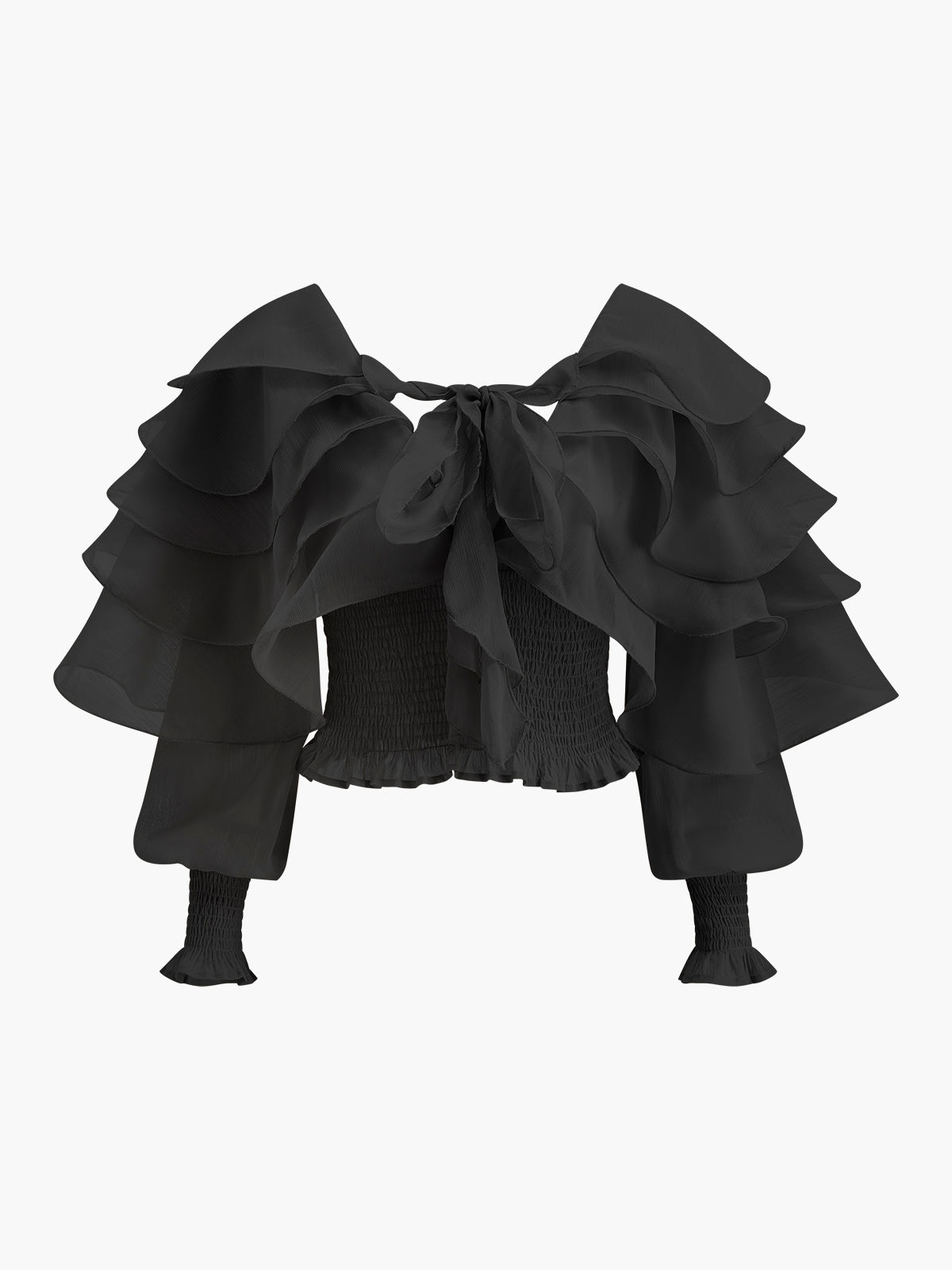 Semi-Sheer Chiffon Ruffle Backless Top Women's Trendy Summer Blouse