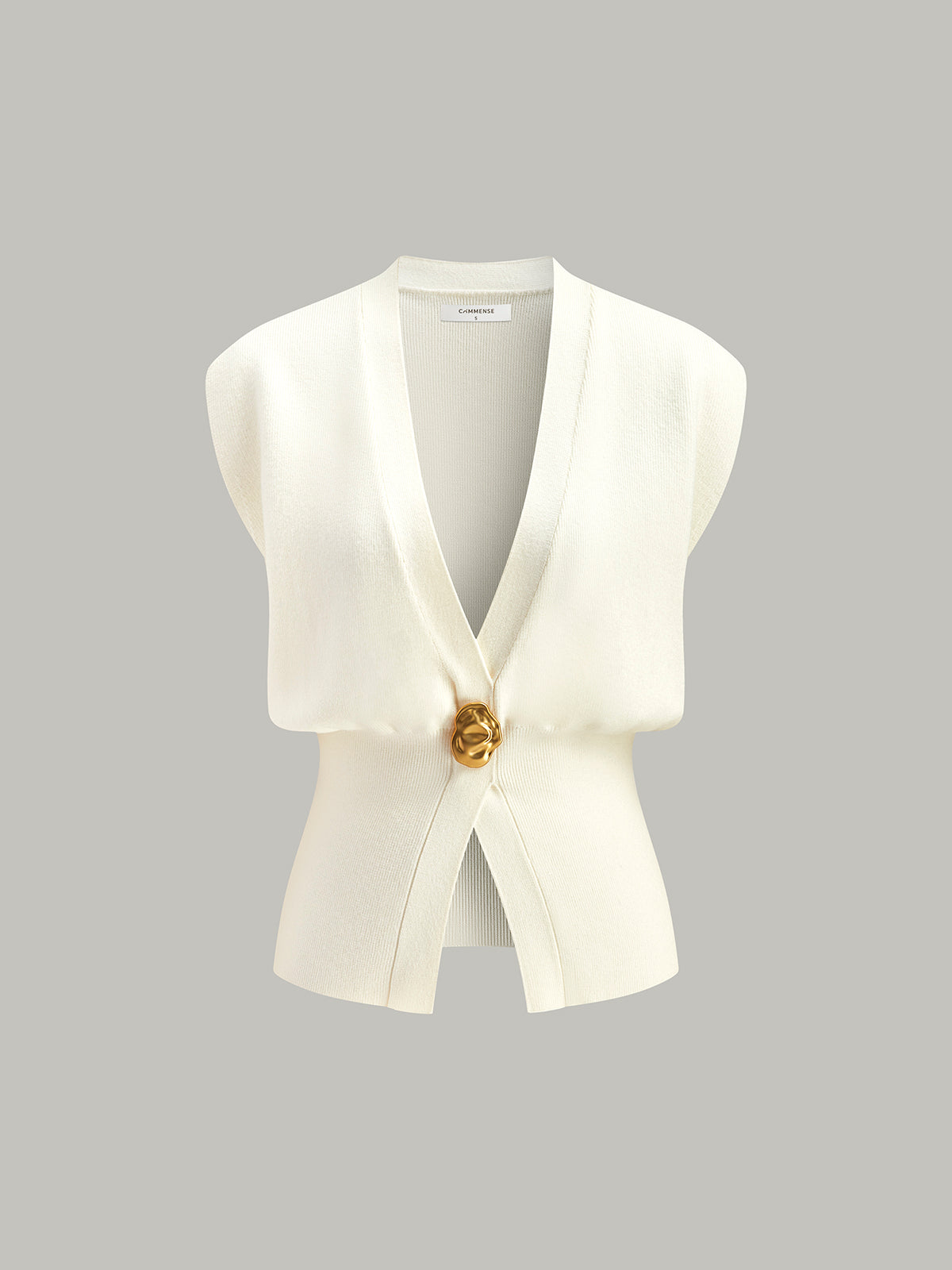 V-Neck Buttoned Detail Sweater Vest - Casual Knitwear for All Seasons