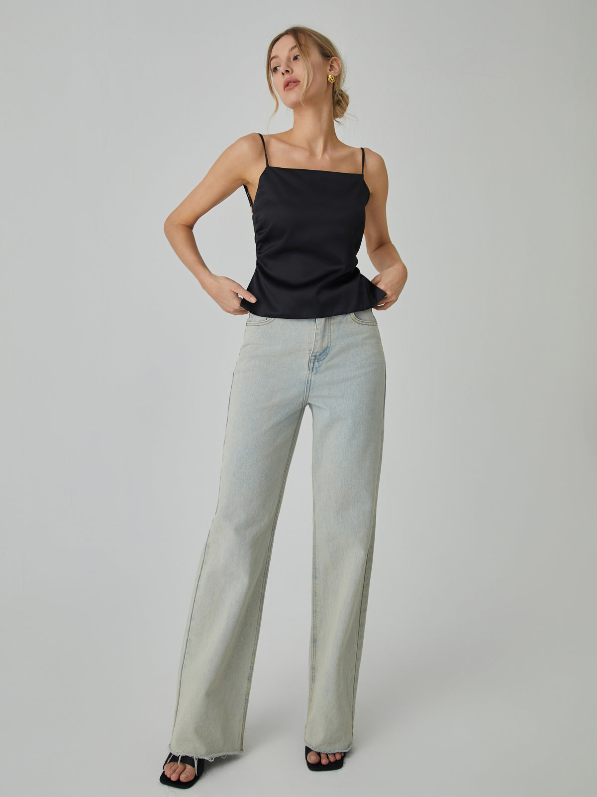 Knotted Backless Cami Top with Adjustable Straps for Women