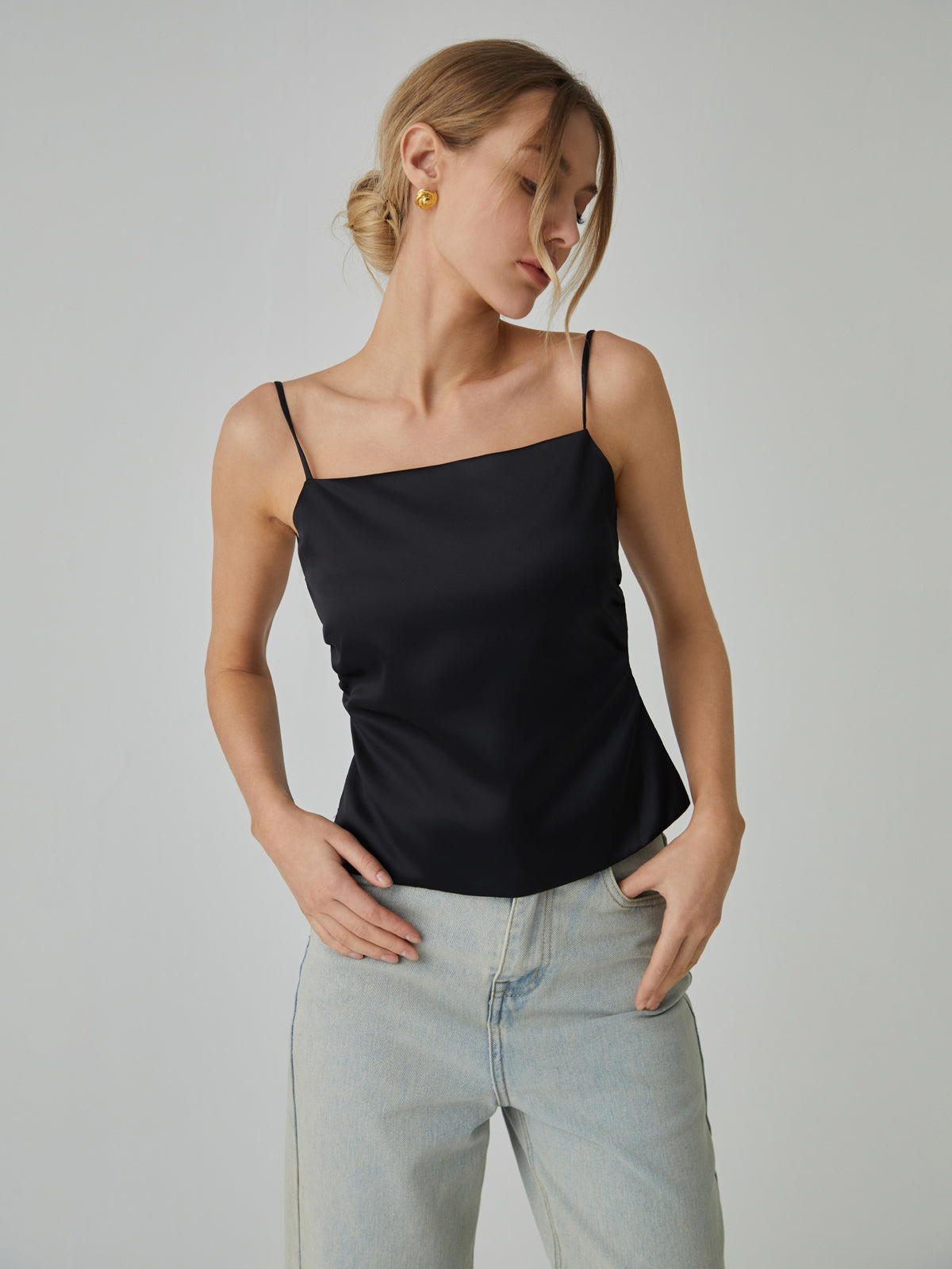 Knotted Backless Cami Top with Adjustable Straps for Women