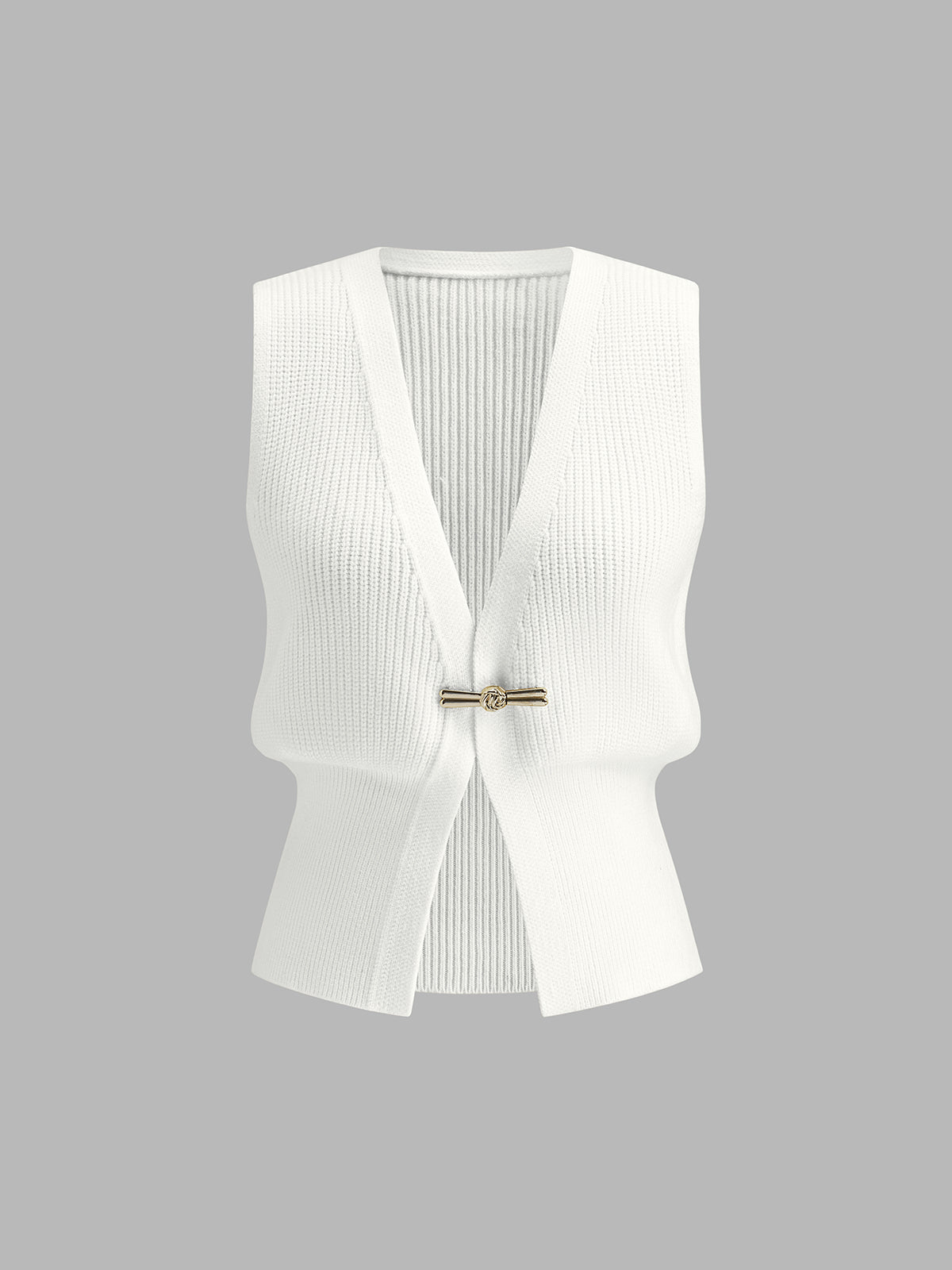 Metal Buckle Waisted Sweater Vest for Casual Layering Comfort