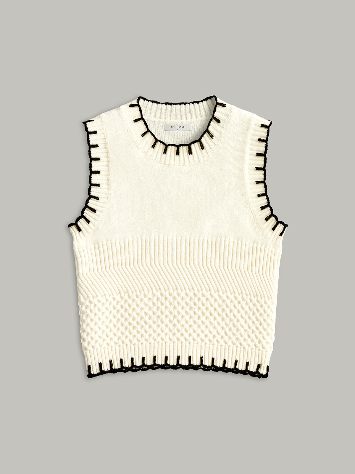 Contrast Trim Sleeveless Ribbed Sweater Vest Cozy Layering Fashion Essential