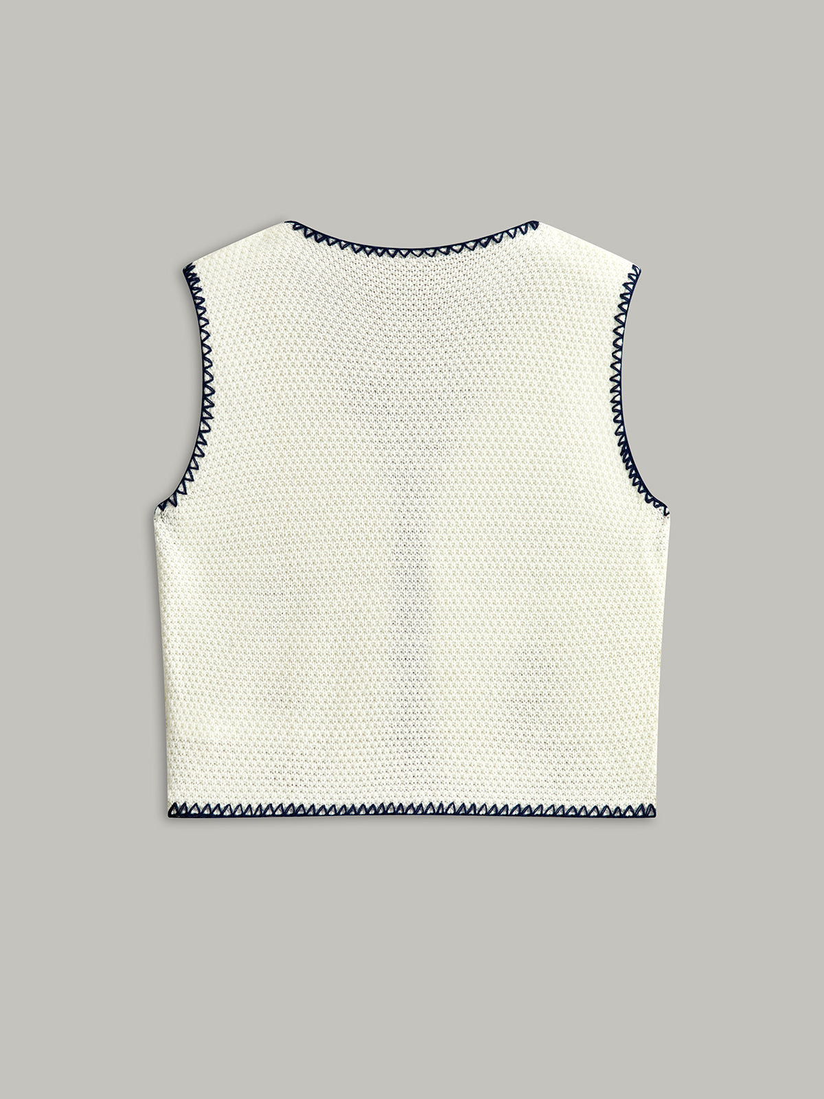 Embroidered Knit Tie-Front Vest with Floral Detail