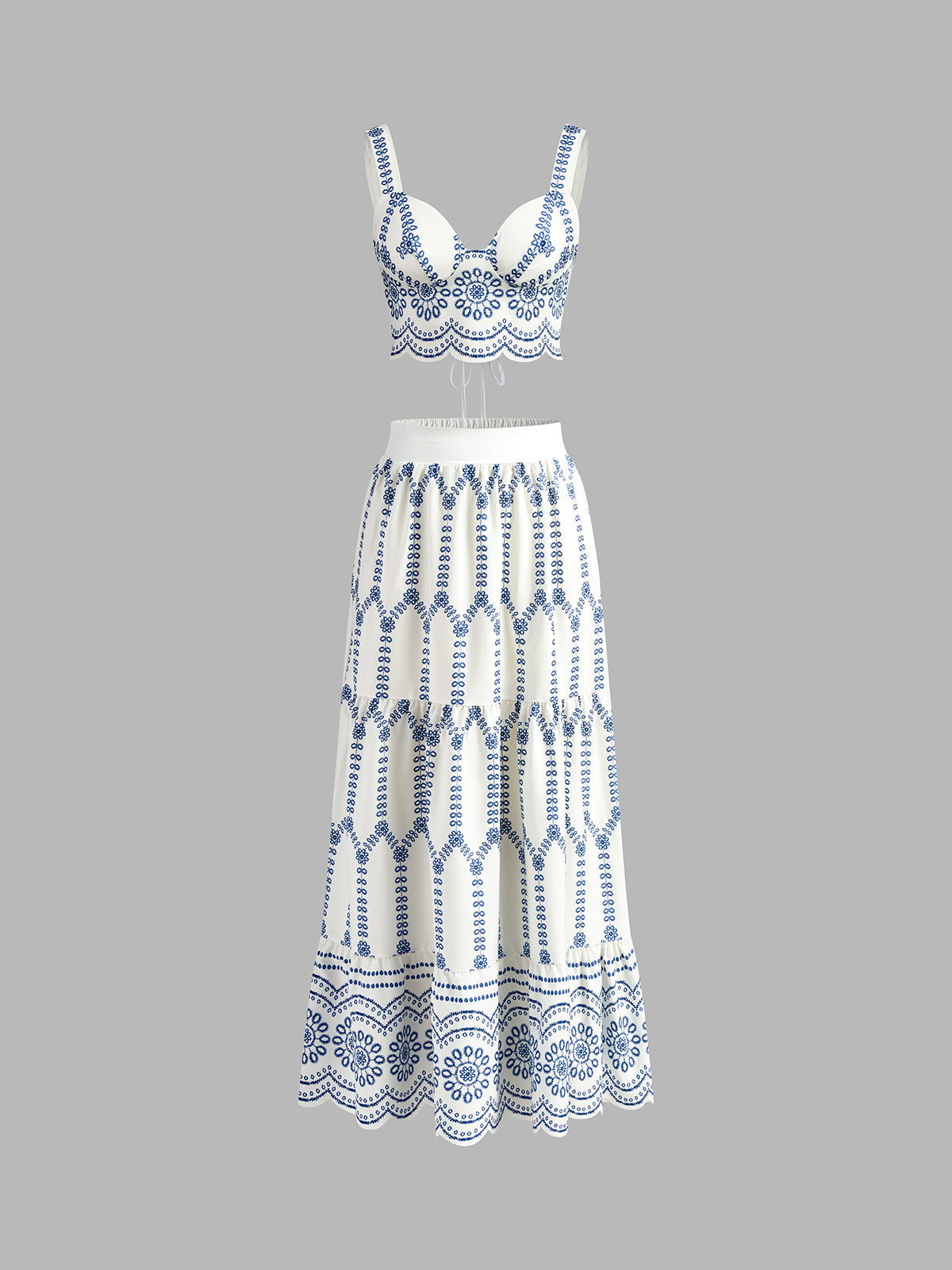 Printed Sleeveless Tie Back Skirt Set for Women Summer Outfit