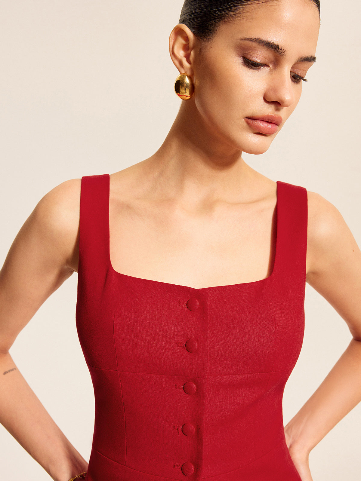 Cotton & Linen Square Neck Vest Top for Women Breathable Comfort