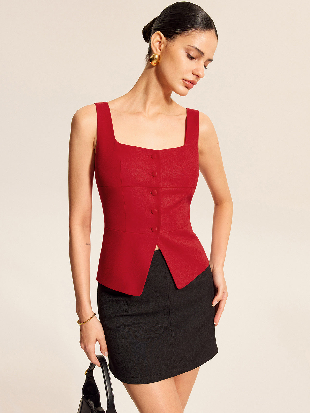 Cotton & Linen Square Neck Vest Top for Women Breathable Comfort
