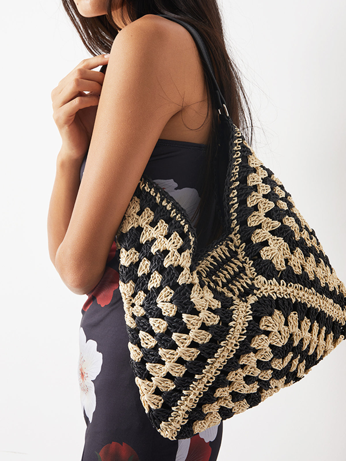 Vintage Crochet Macrame Shoulder Bag Handmade Boho Style