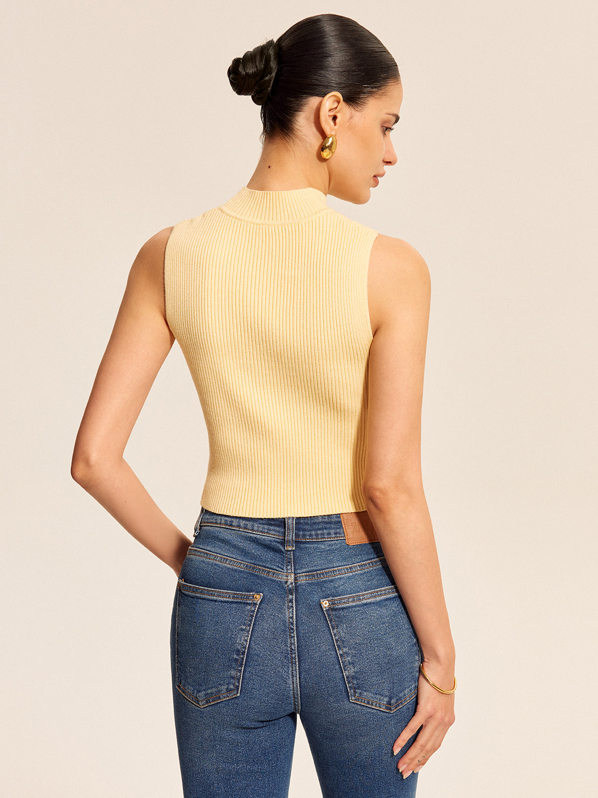 Ribbed Mock-Neck Top with Waist Chain Detail, Trendy Women's Fashion Essentials