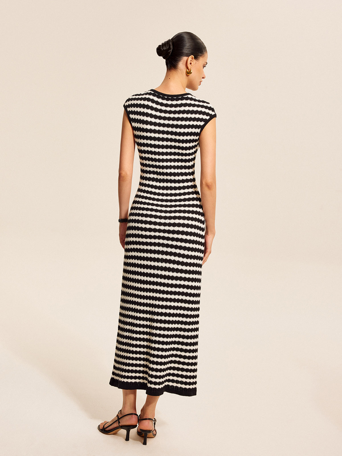 Striped Cap Sleeves Knit Dress for Women Casual Summer