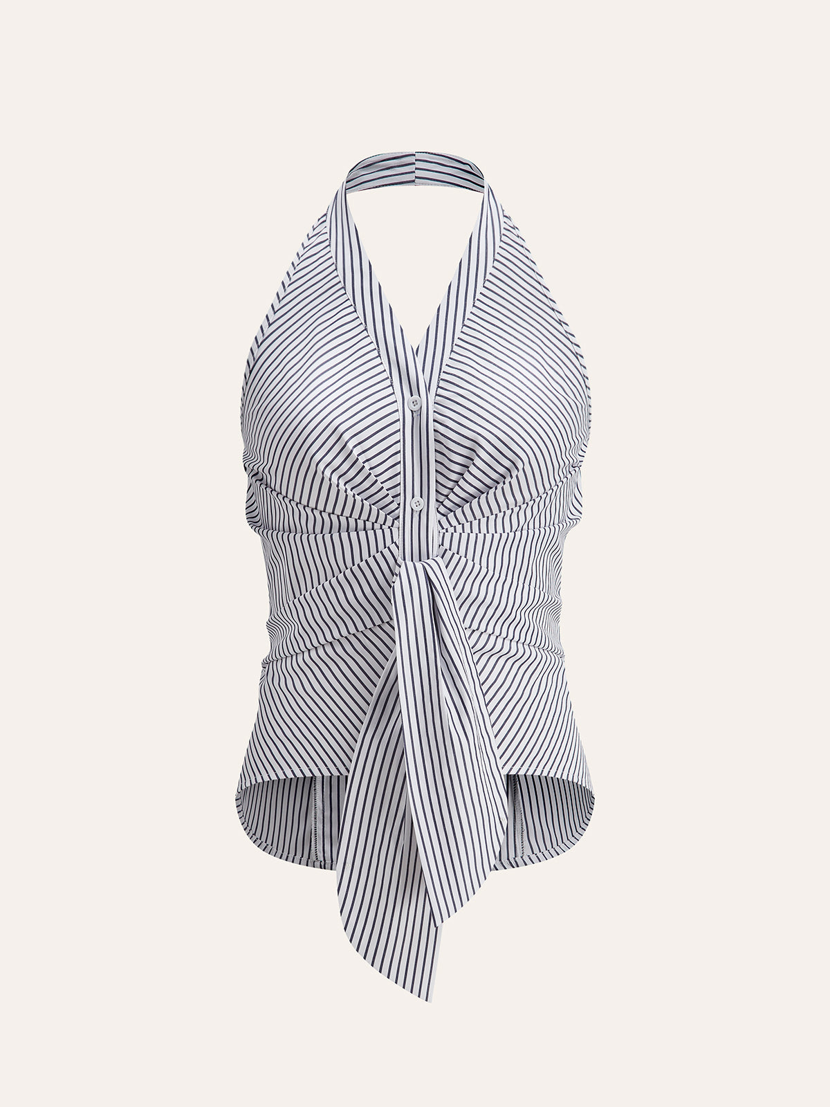 Striped Halter Tie Top with Adjustable Neckline for Women