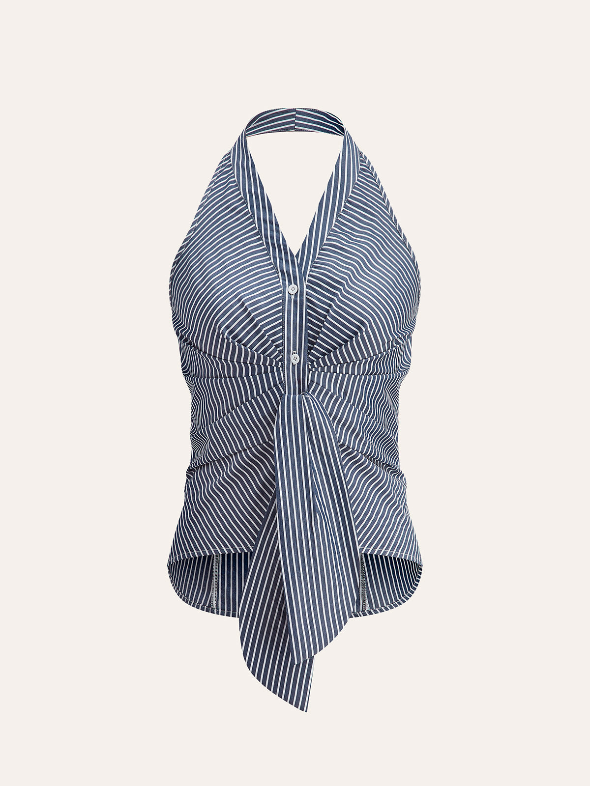 Striped Halter Tie Top with Adjustable Neckline for Women