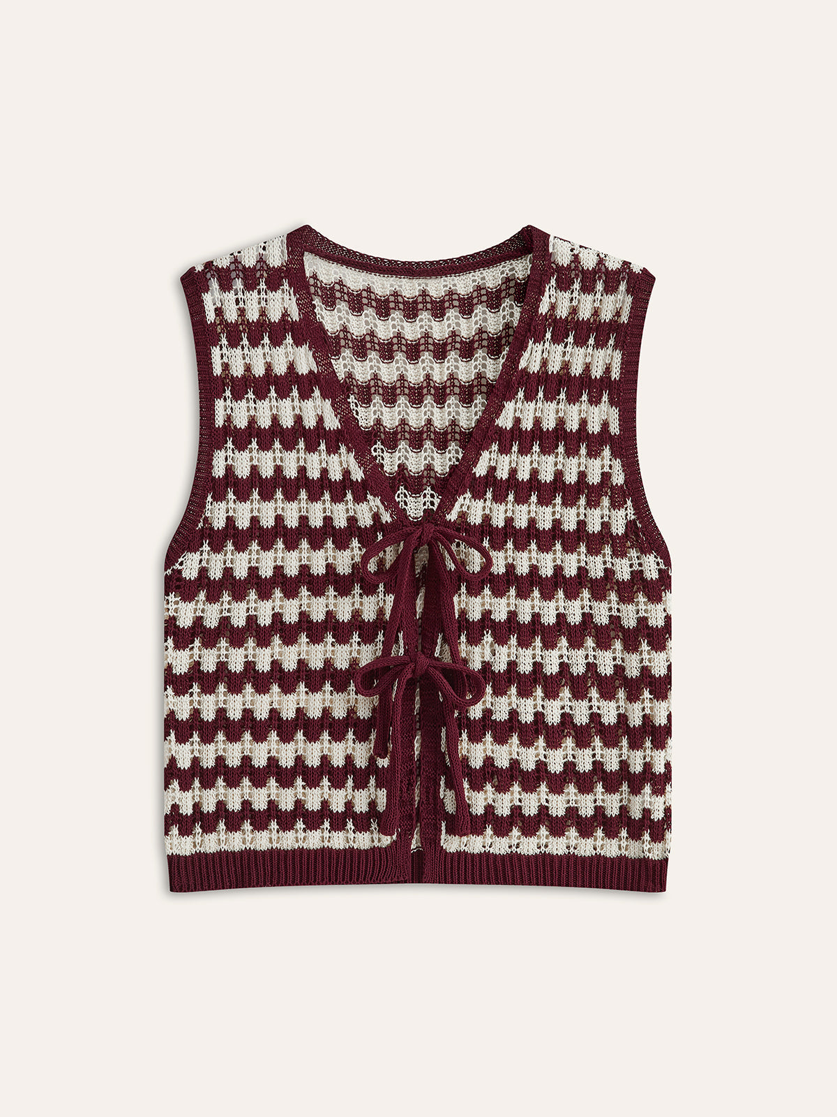 Contrast Bow-Tie Knit Top for Women Casual Wear
