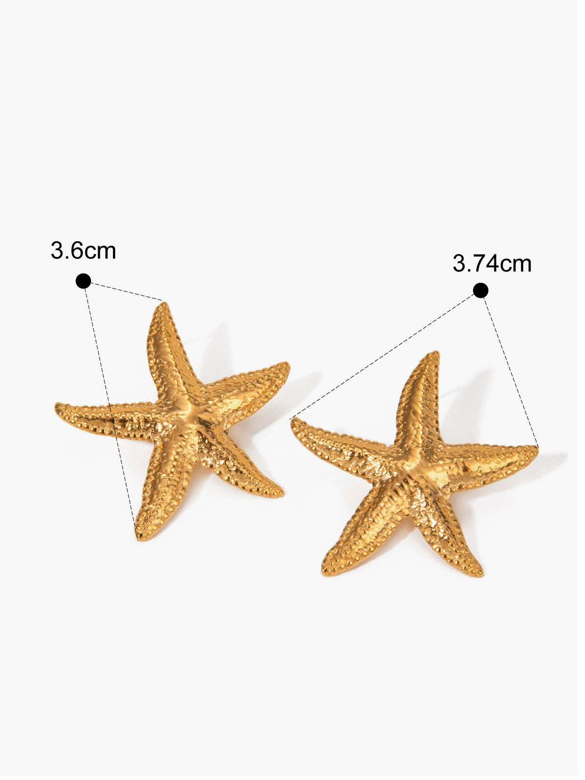 Gold Starfish Stud Earrings for Women, Ocean Beach Jewelry