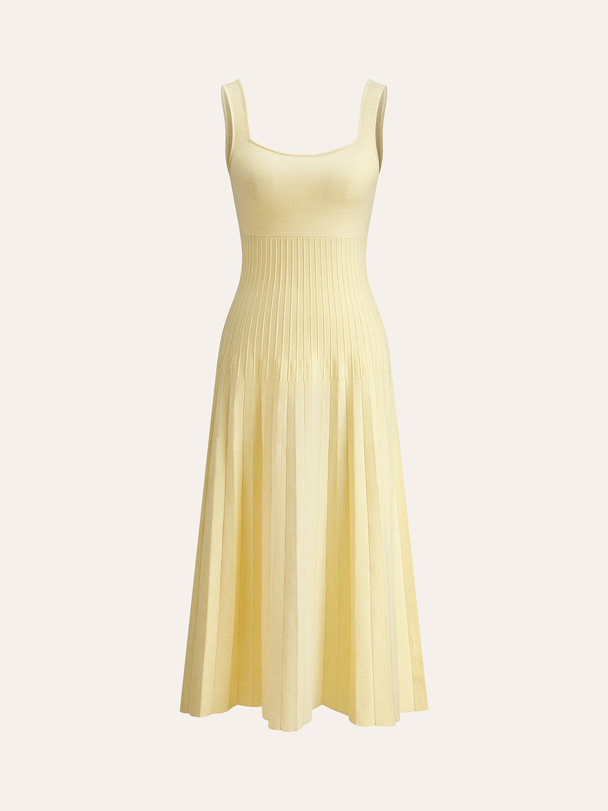 Square-Neck Ribbed Knit Dress for Women, Casual Stretch Fit