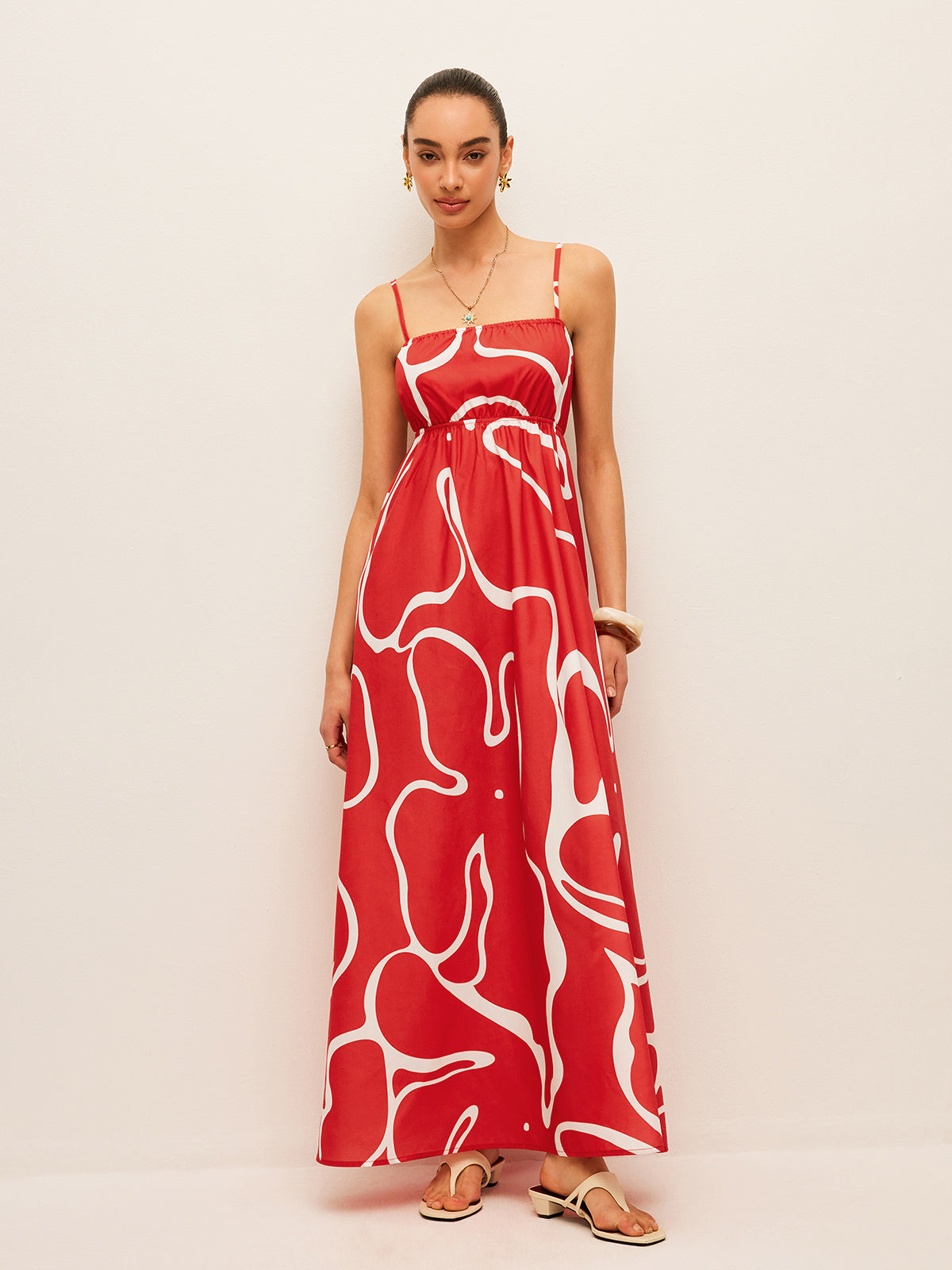Printed Back Tie Detail Dress with Elegant Floral Pattern