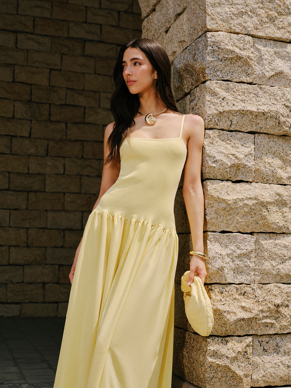 Pleated Hem Cami Sweater Dress with Belt Detail for Women