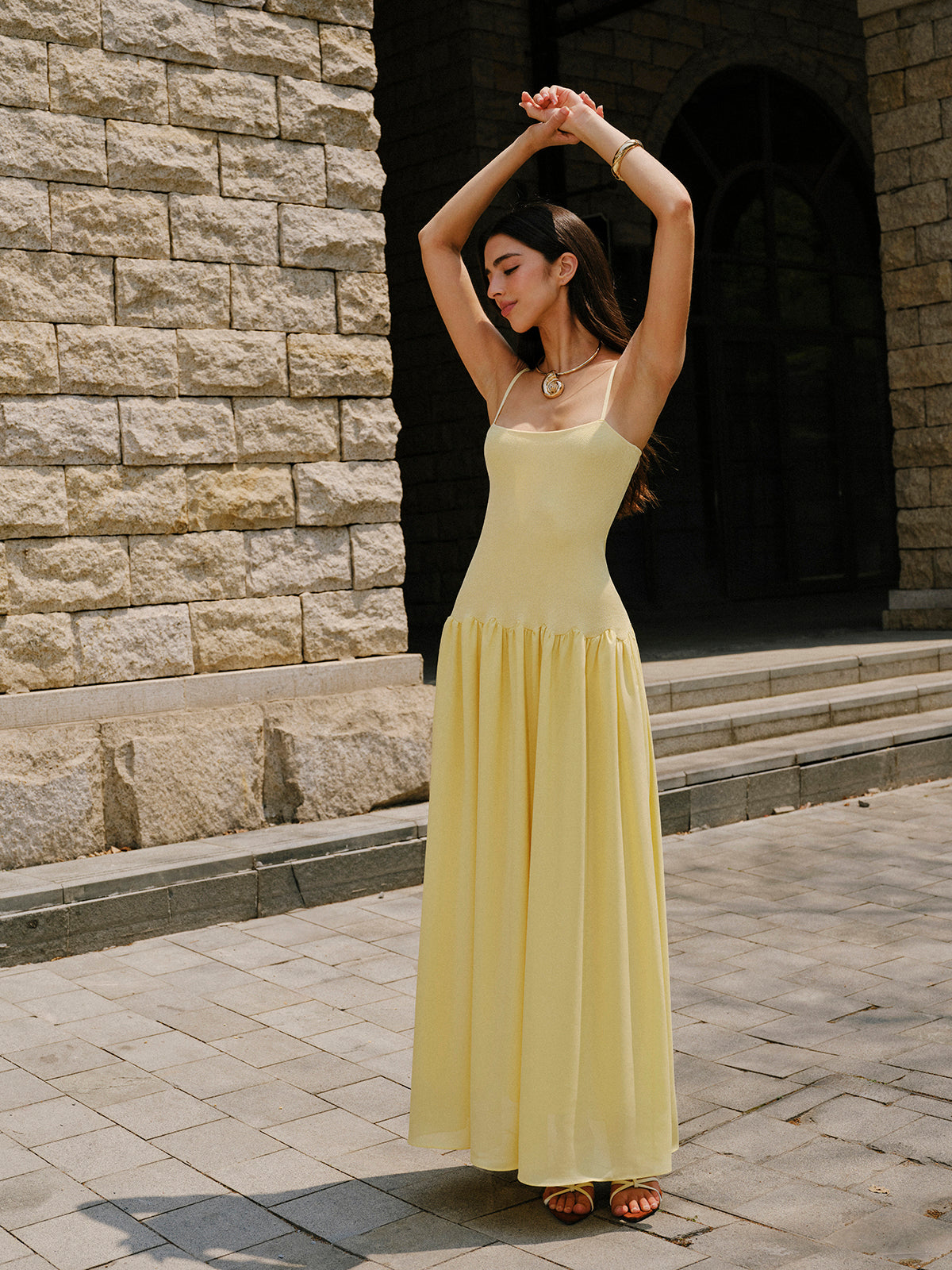 Pleated Hem Cami Sweater Dress with Belt Detail for Women