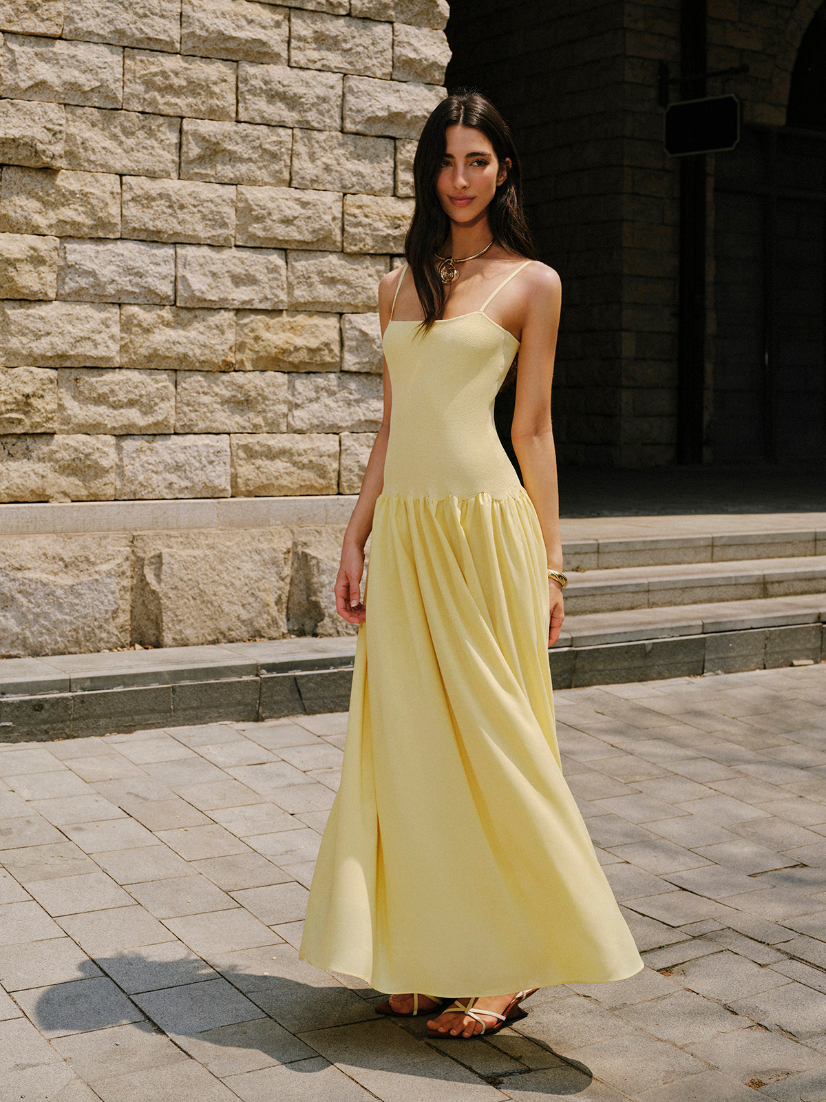 Pleated Hem Cami Sweater Dress with Belt Detail for Women