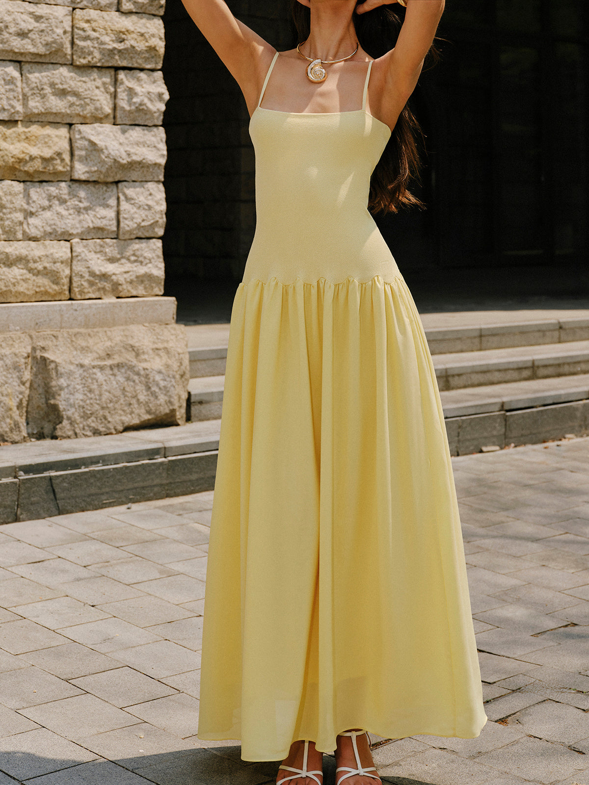 Pleated Hem Cami Sweater Dress with Belt Detail for Women