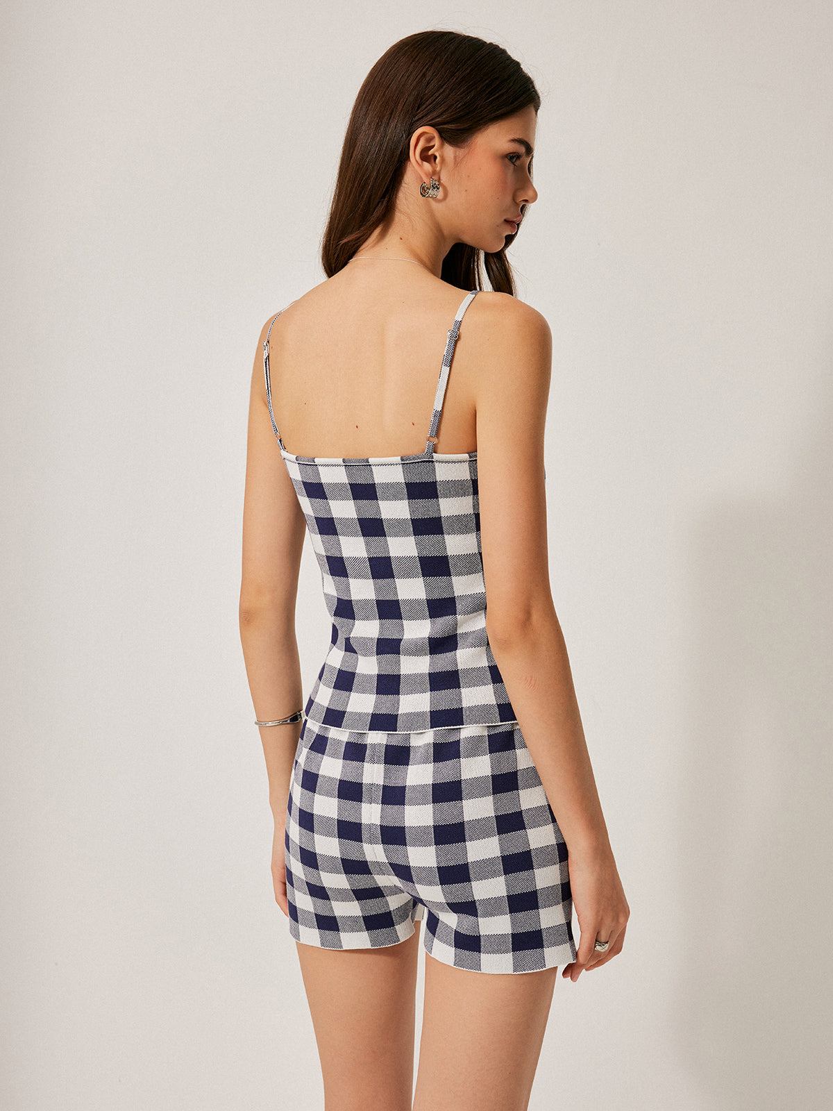 Checkerboard Knit Shorts Set for Casual Summer Wear