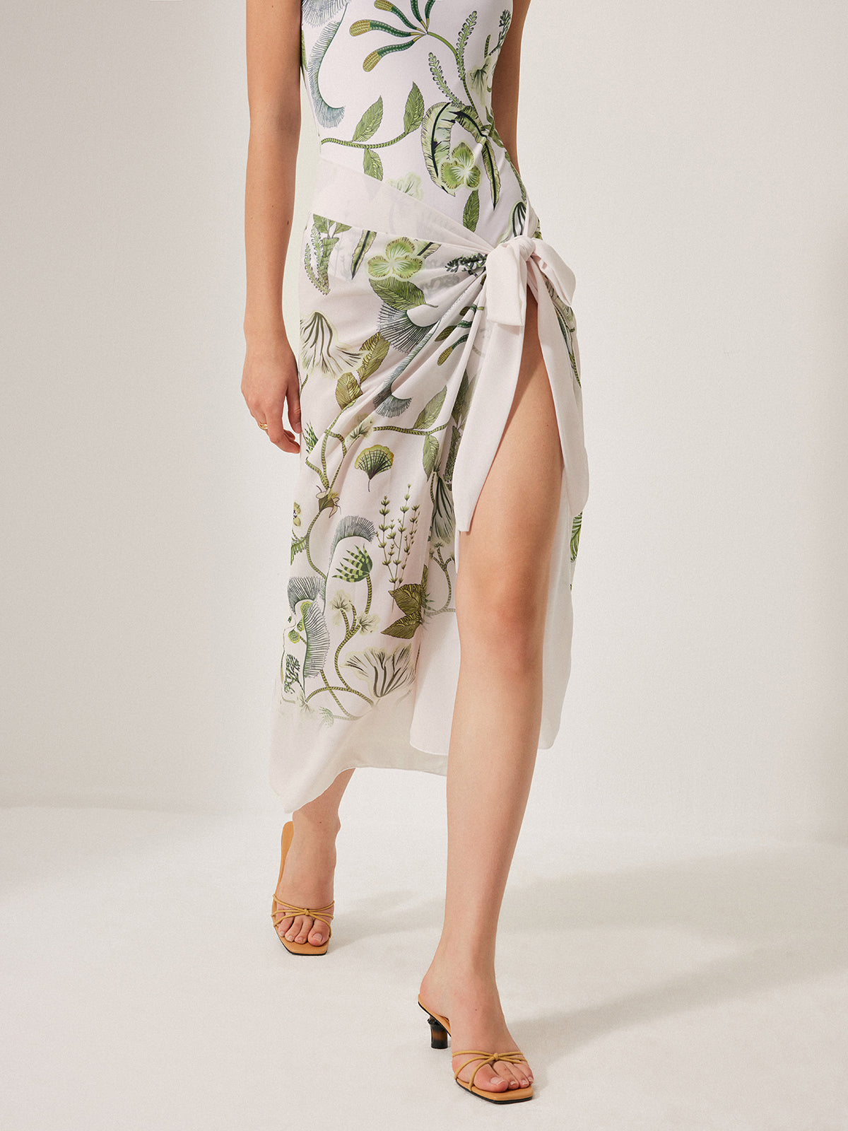 Chiffon Tie-Detail Flowy Beach Cover-Up Skirt