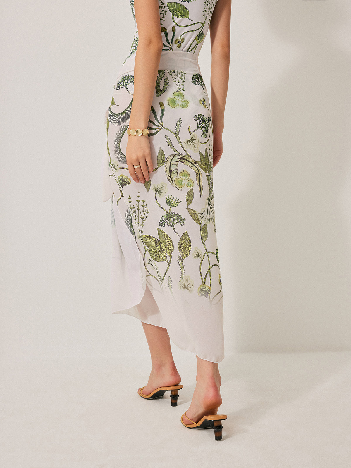 Chiffon Tie-Detail Flowy Beach Cover-Up Skirt