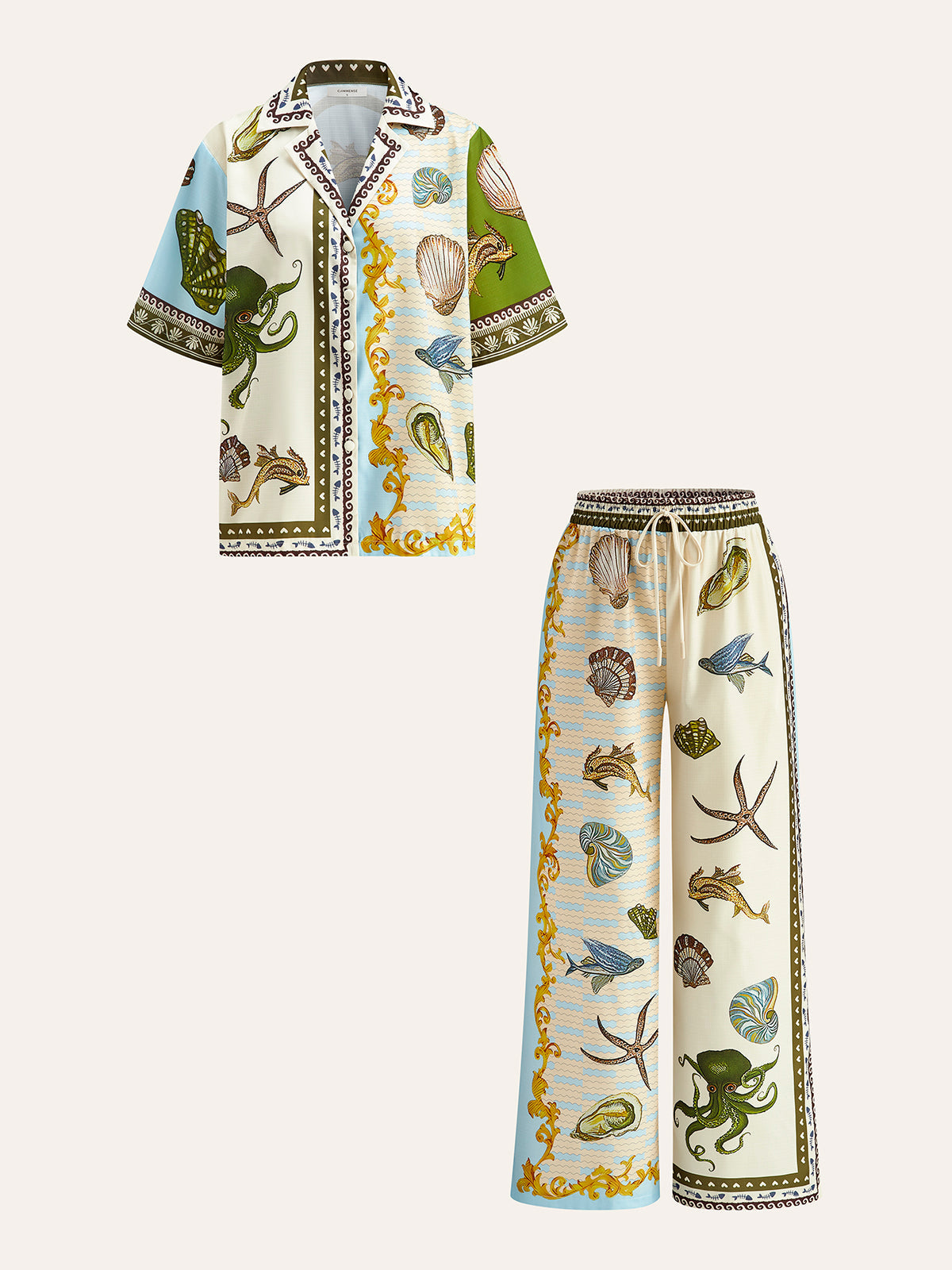 Printed Shirt and Drawstring Pants Co-Ord Set for Men