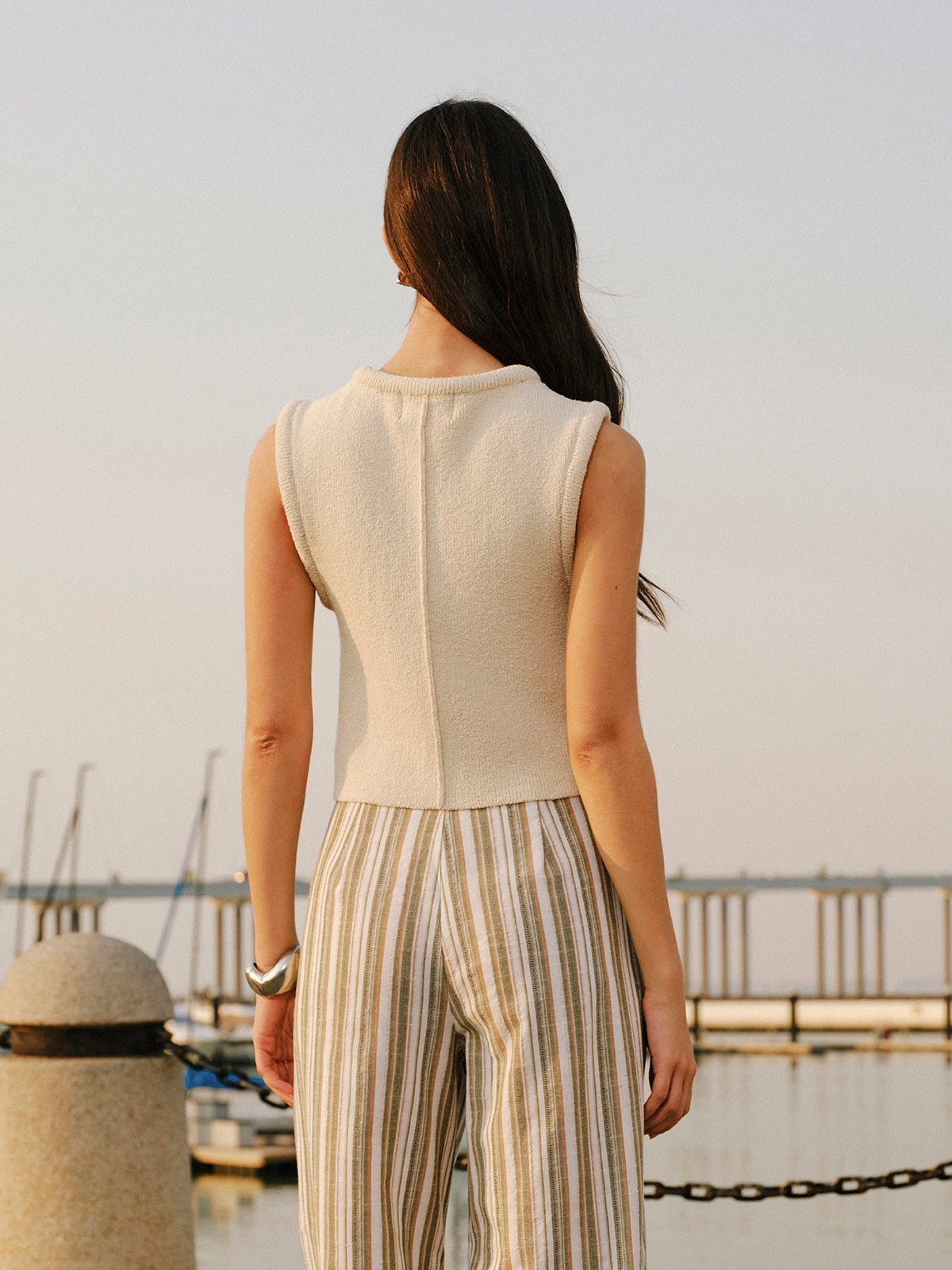 Button Front Sweater Vest with V-Neck Casual Fit