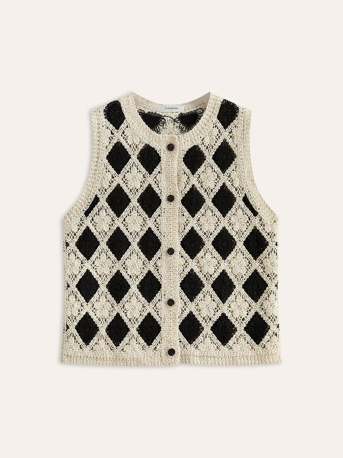 Embroidered Diamond Pattern Knit Vest | Stylish Layering Essential for All Seasons
