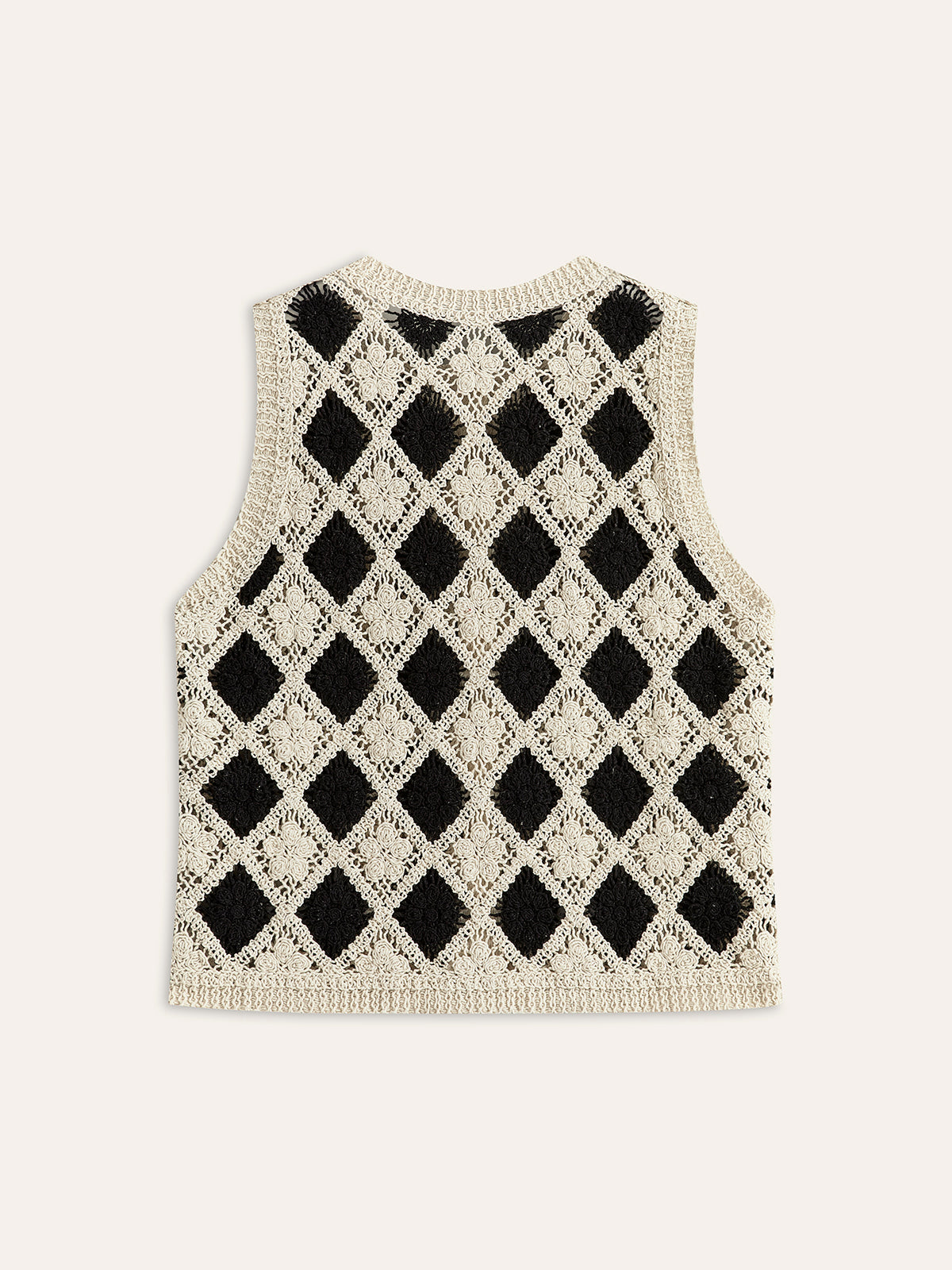 Embroidered Diamond Pattern Knit Vest | Stylish Layering Essential for All Seasons