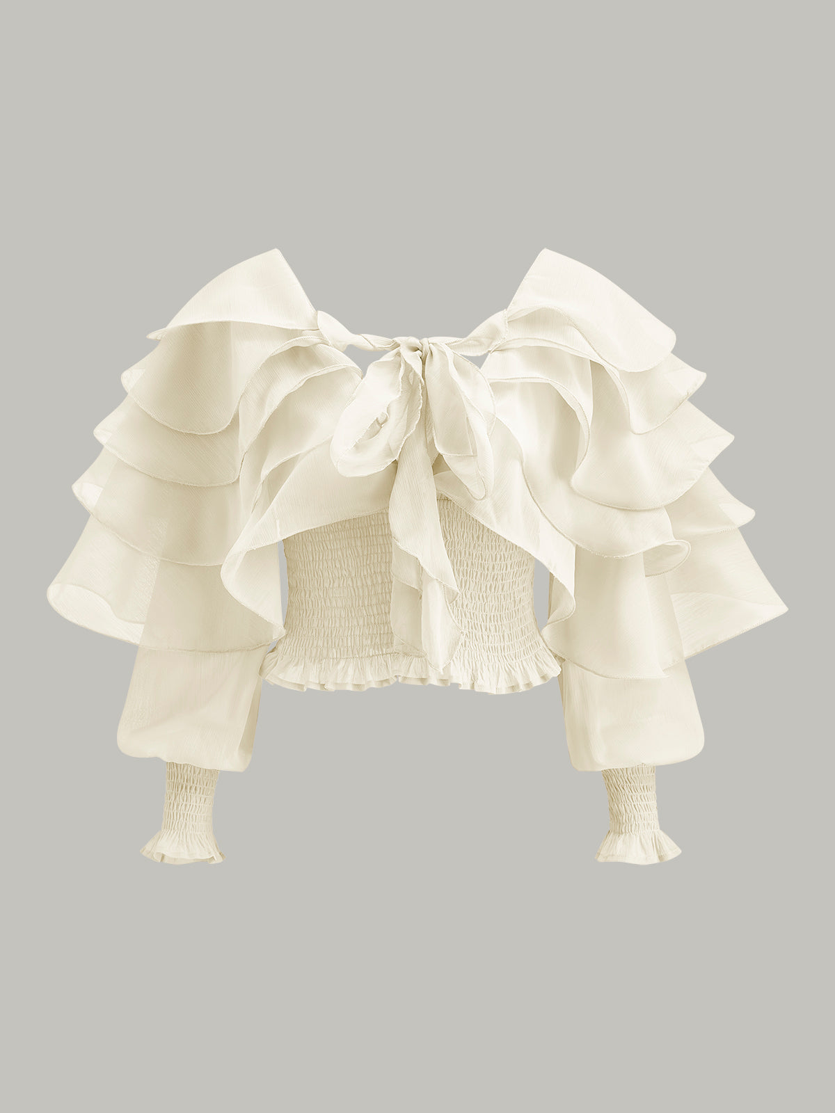 Semi-Sheer Chiffon Ruffle Backless Top Women's Trendy Summer Blouse