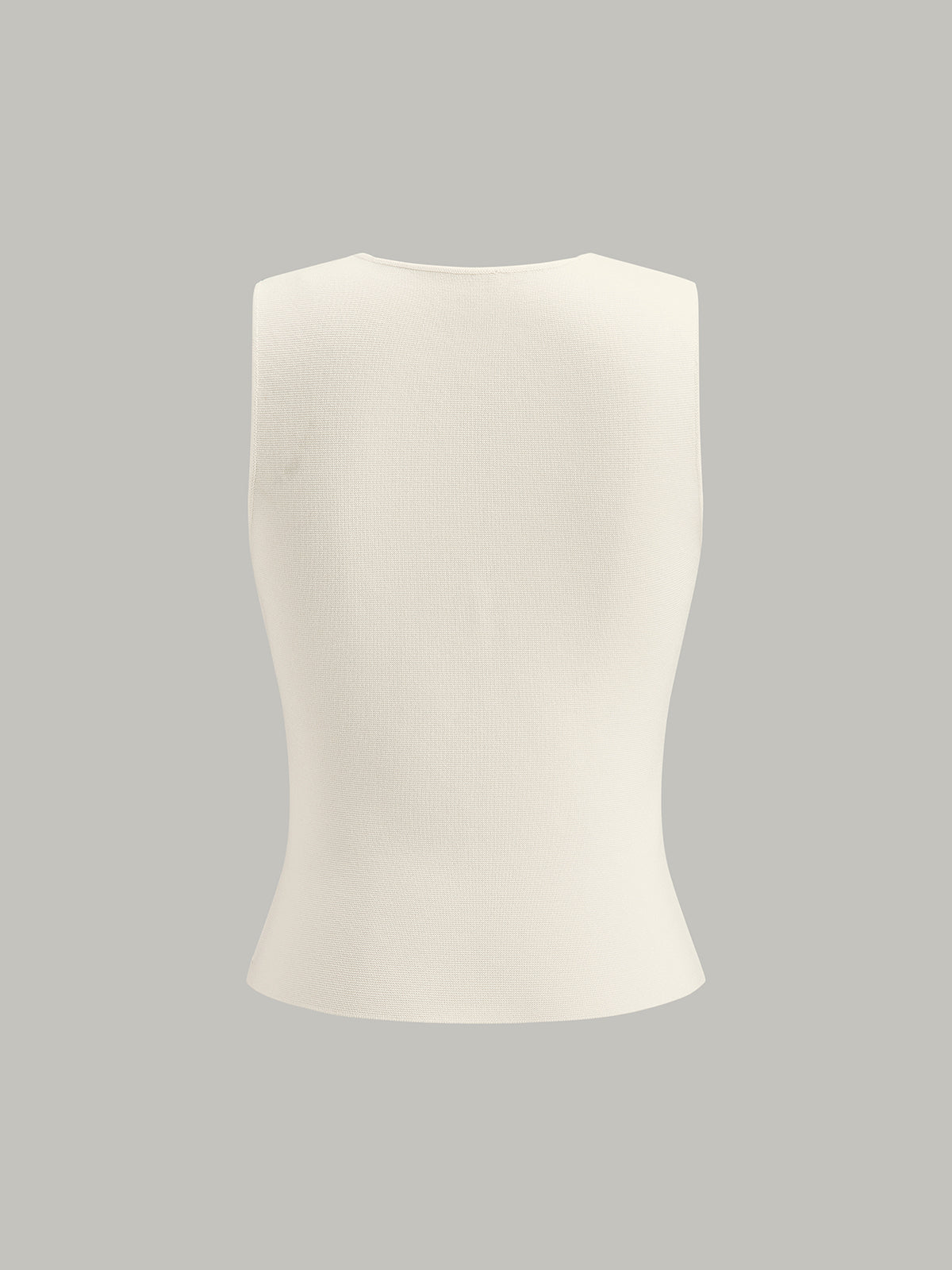 Metal Detail V-Neck Split Sweater Vest Casual Layering Fashion Top
