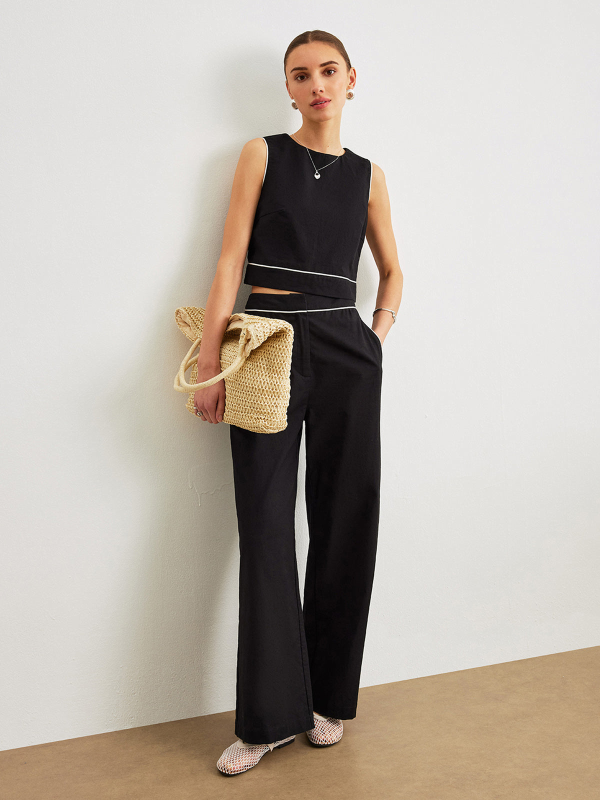 Cotton & Linen Pants Set With Pockets, Comfortable Lightweight Summer Wear