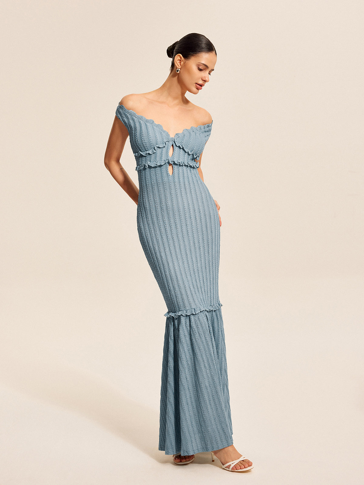 Off-Shoulder Ruffle Detail Dress Elegant Summer Style for Women
