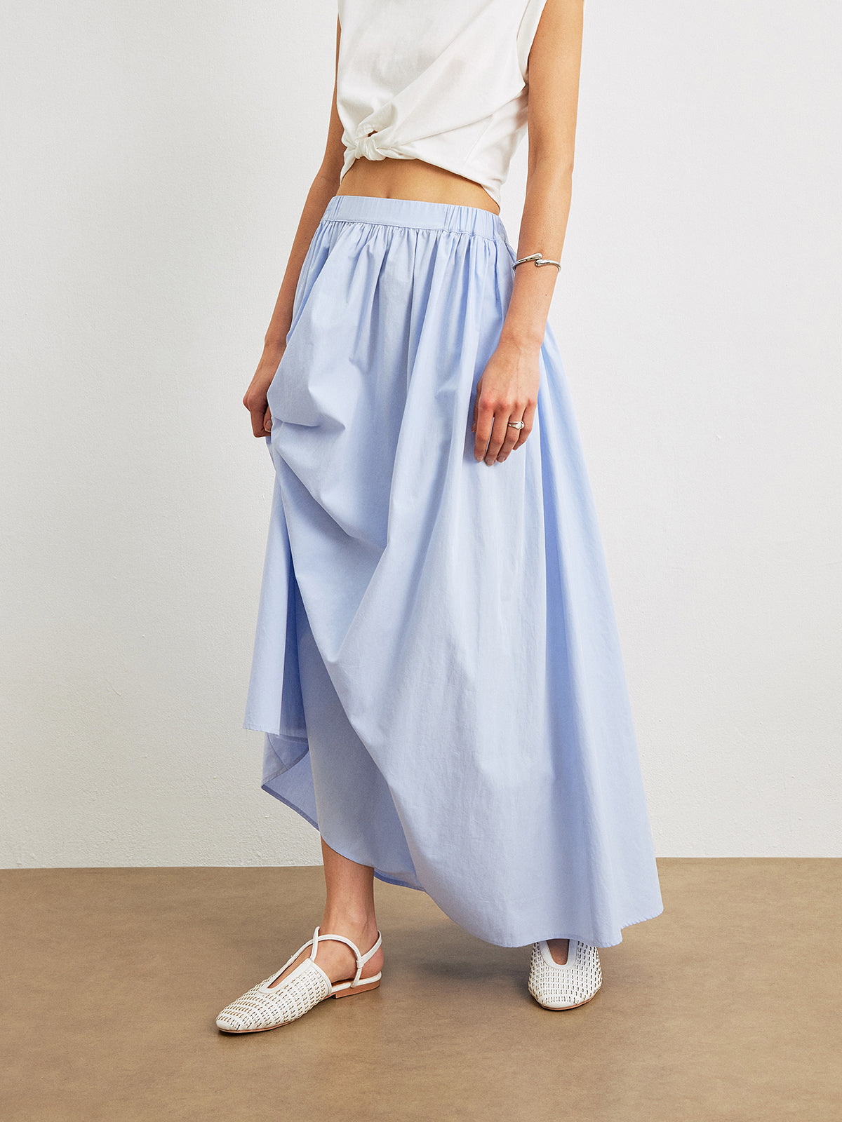 Cotton A-Line Midi Skirt With Pockets Perfect for Everyday Wear