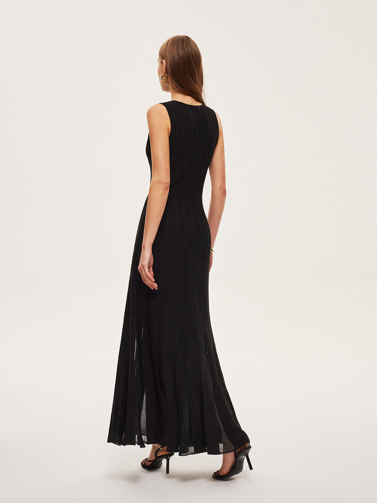 Semi-Sheer Mesh Flared Dress Without Belt - Elegant Party Evening Wear