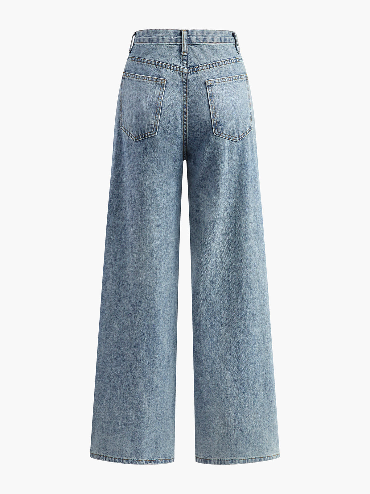 Asymmetric Waist Wide-Leg Jeans with High Rise Fit