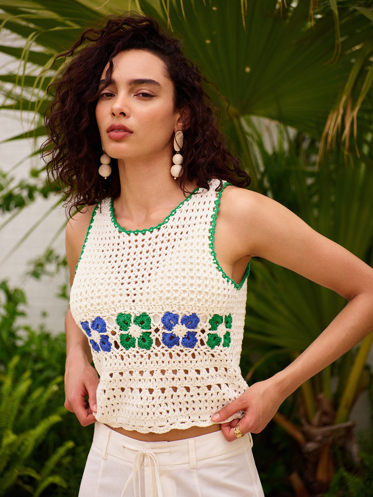Floral Crochet Sweater Vest for Women Handmade Knitwear