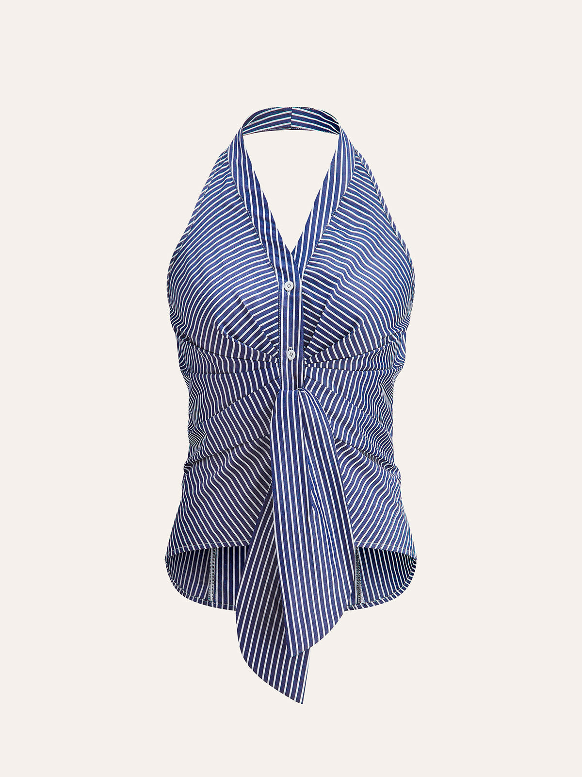 Striped Halter Tie Top with Adjustable Neckline for Women