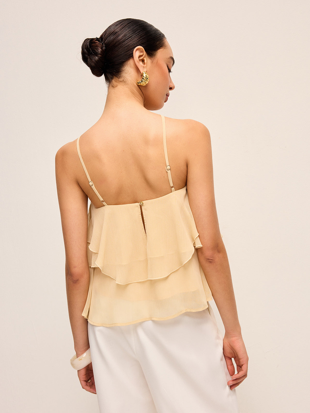 Floral Ruffle Halter Top for Women with Tie Neck Closure