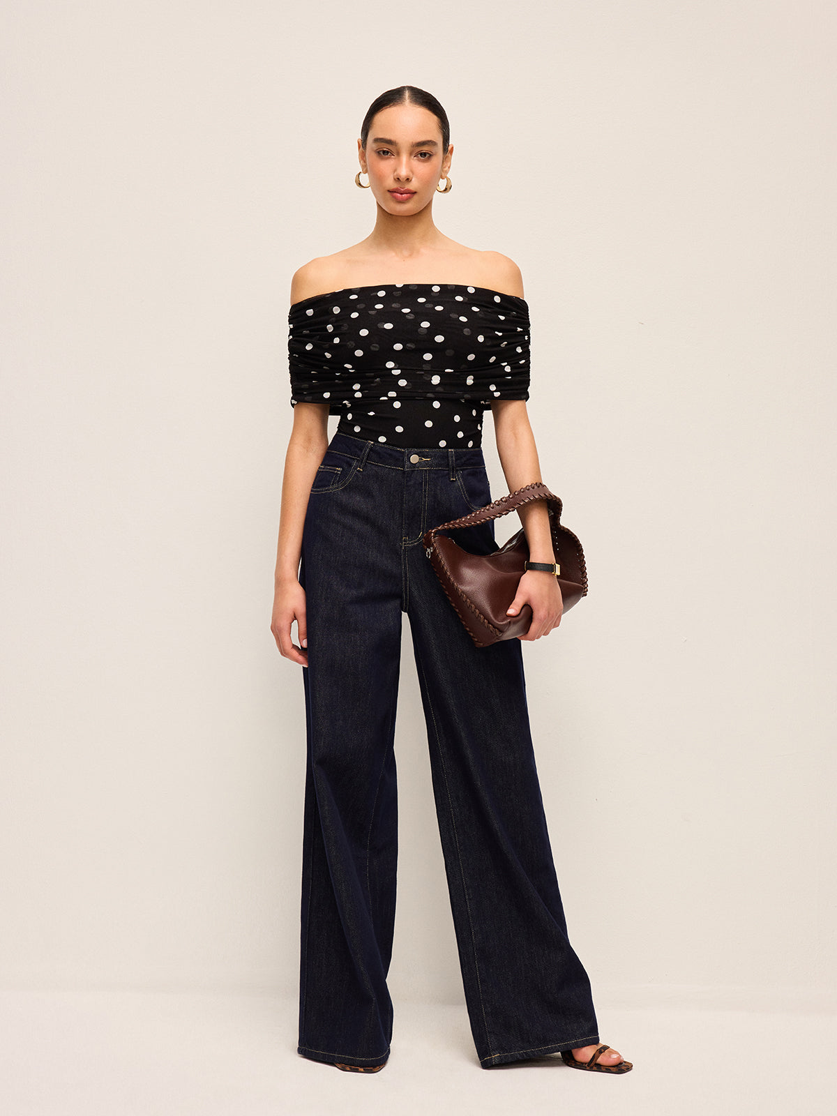 Polka Dot Off-Shoulder Bodysuit Trendy Women's Summer Fashion