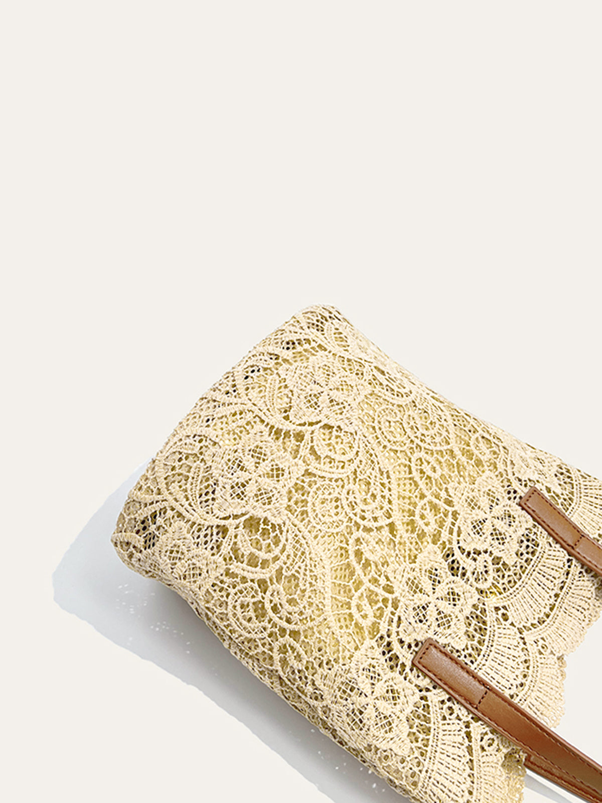 Lace Embellished Tote Bag with Chic Floral Design