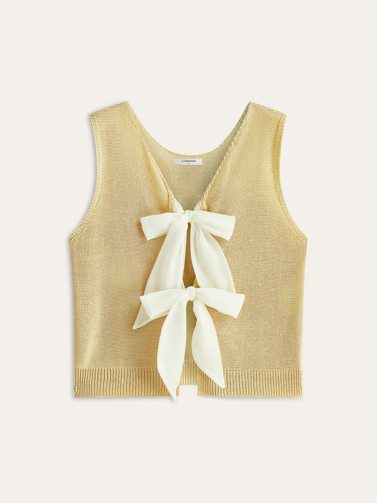 Bow Tie Knit Top Comfort Fit Casual Style Pullover
