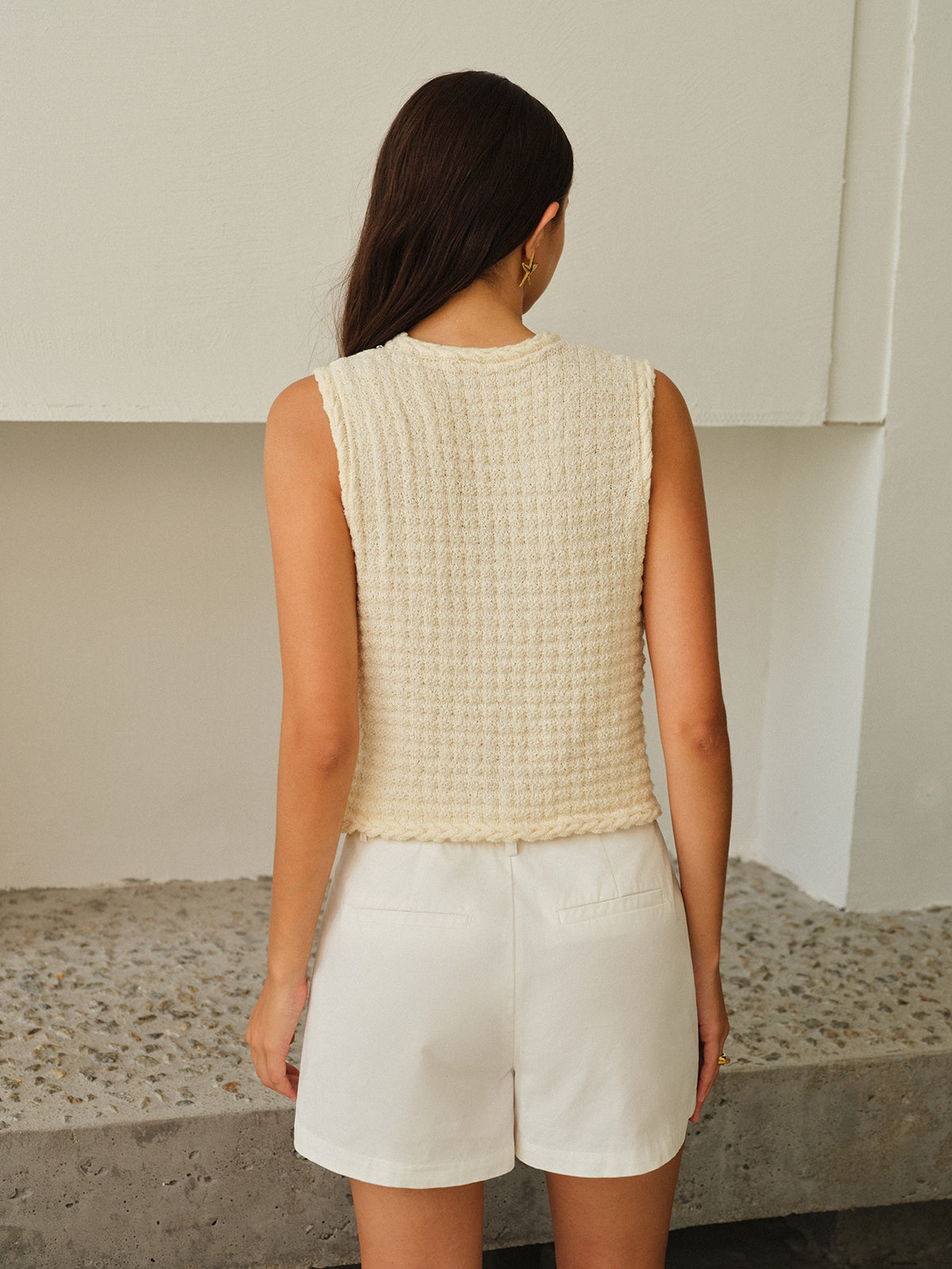 Sleeveless V-Neck Buttoned Vest Casual Summer Fashion
