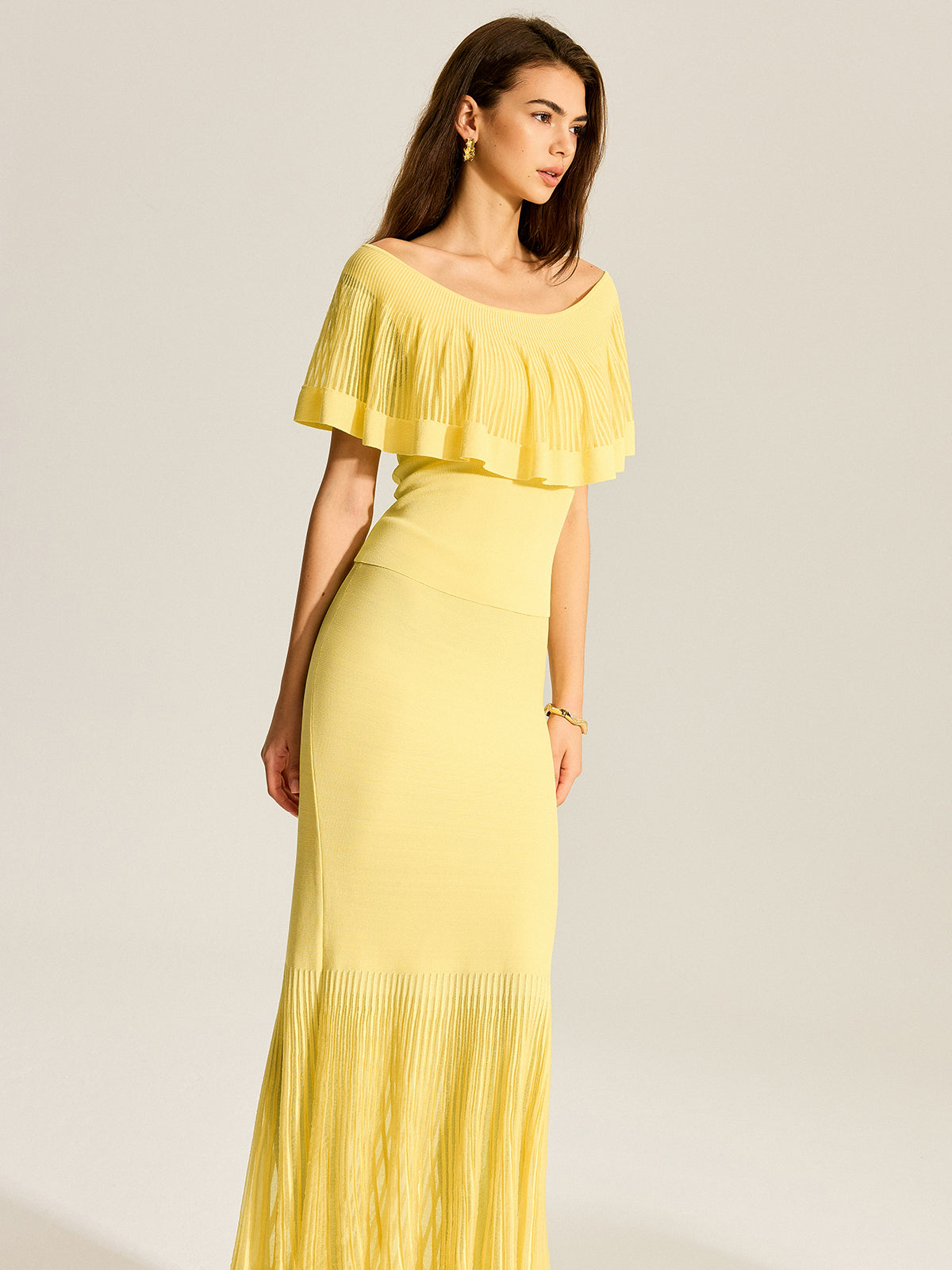 Tulle-Paneled Knitted Skirt | Elegant A-Line Midi Design