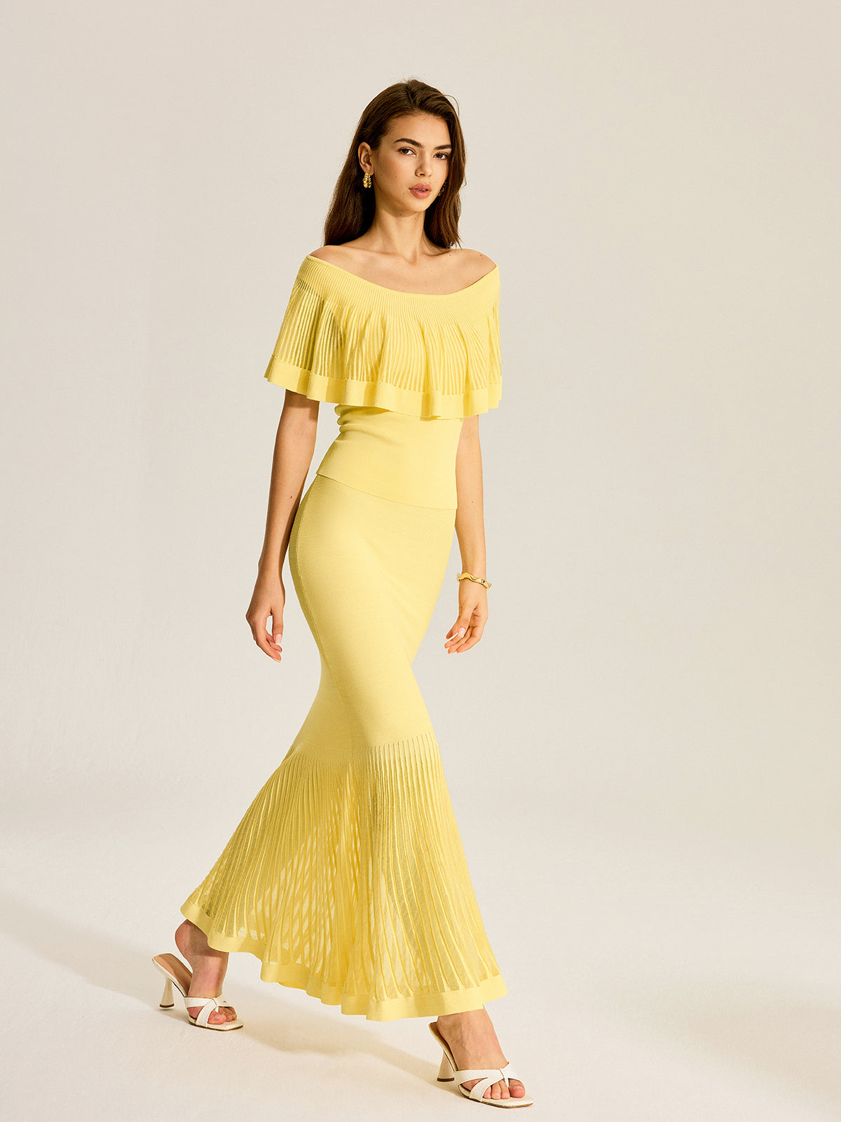 Tulle-Paneled Knitted Skirt | Elegant A-Line Midi Design